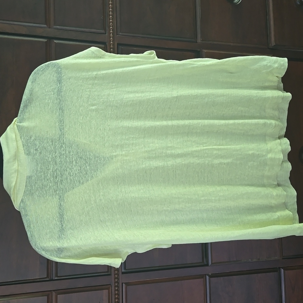 NWOT J.Jill Linen Polo Collared Shirt Size 1X Yellow - Picture 3 of 6